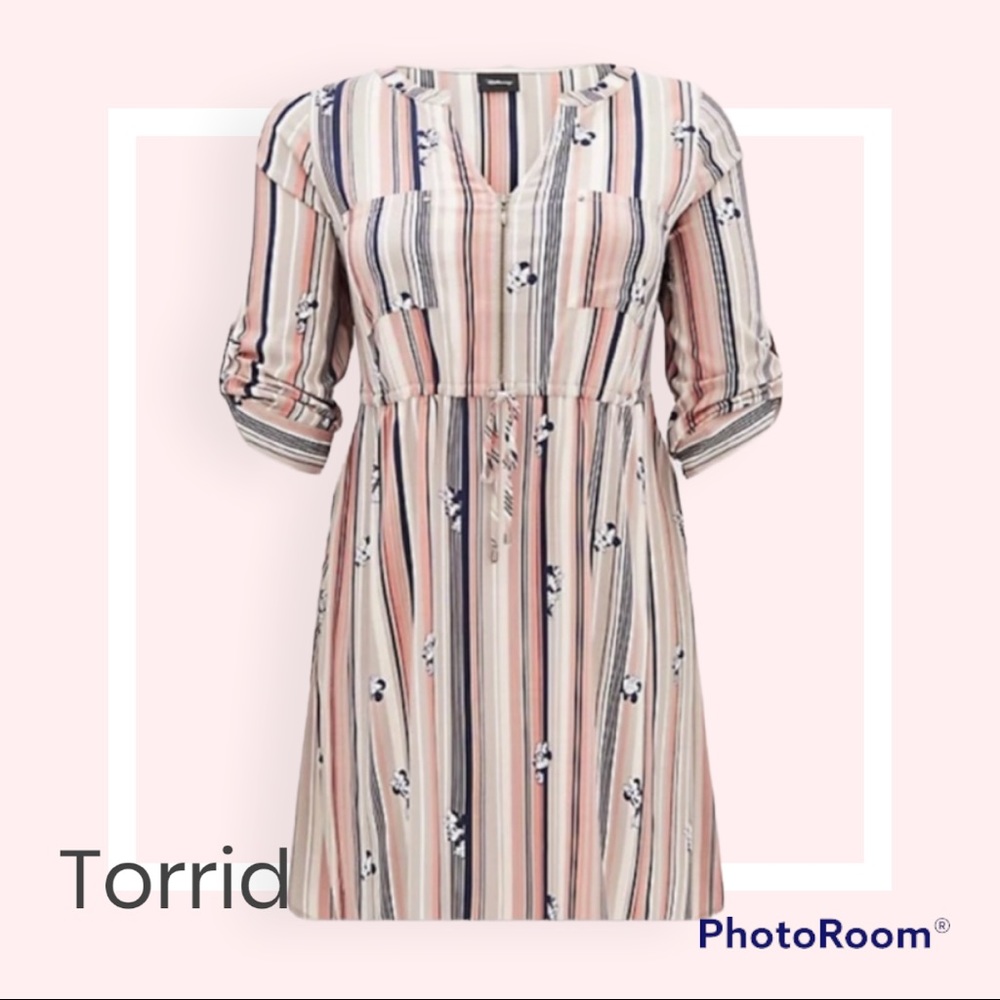 Brand New Torrid Disney Minnie Mouse Striped Shirt Dress